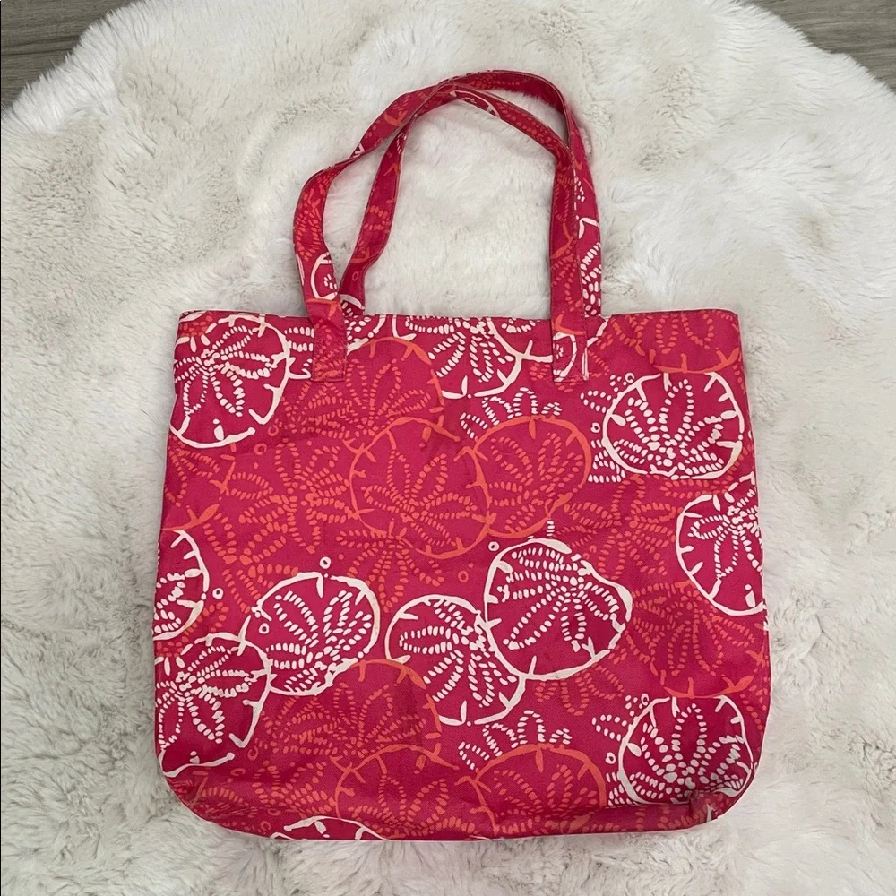 Lilly Pulitzer for Estée Lauder Beachy Seashell Canvas Tote Bag-14x17x4”